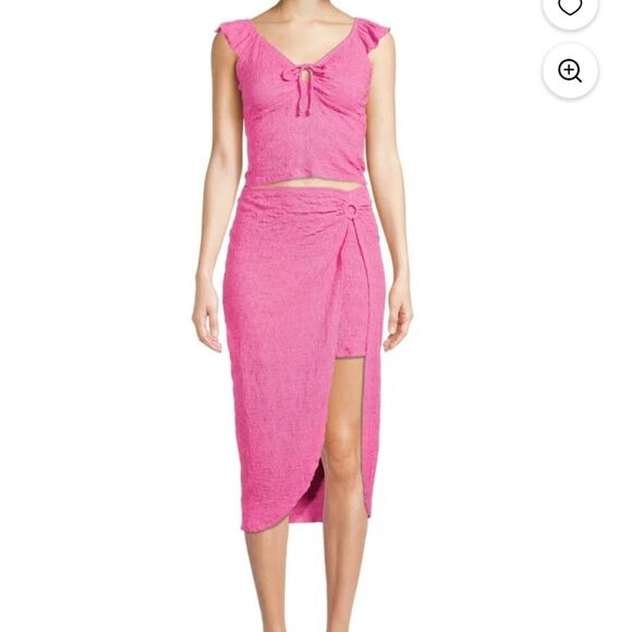 No Boundaries 2 Piece Juniors Flutter Strap Top Med & O-Ring Skirt Small Pink - Picture 1 of 12